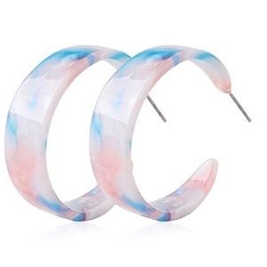 🎁 2 for $18 Pink & Blue Marbled Acrylic Hoop